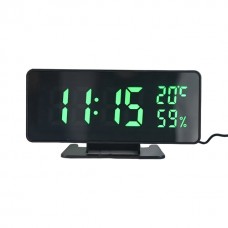 Электронные настольные часы c термометром, влажностью. Стильные зеркальные LED часы с будильником ST-88