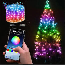 Гирлянда RGB  светодиодная для ёлки и новогоднего декора (управление цвета с телефона)  5м 50 LED