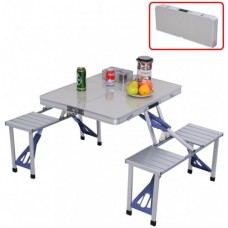  Folding Table Алюминиевый стол  для пикника раскладной со 4 стульями  85х67х67 см  (Серебристый) pro