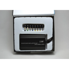 Универсальное зарядное устройство от сети и от прикуривателя для ноутбуков с 8-ю насадками DC 12-24V 120 вт SA