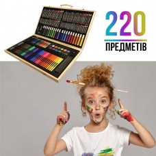 Мега набор для творчества, художественный набор в чемодане для юного художника, детский набор для рисования на 220 предметов AV-220