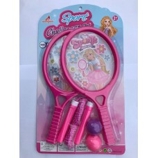 розовый Теннисный набор для маленькой принцессы Sports Boom Ball две ракетки, 2 мячика и скакалка