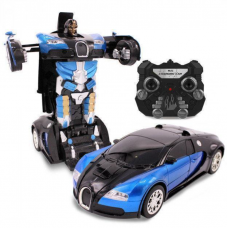 Машинка радиоуправляемая трансформер Robot Car Bugatti Size12 СИНЯЯ на радиоуправлении 1:12