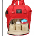 Прочная и вместительная сумка-рюкзак с термокарманами для мам MOTHER BAG el-1230 КРАСНАЯ