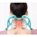 Массажер для снятия спазмов шеи и тела, лечение остеохондроза ручной мультироликовый Neck Stretcher с вращающимися 360° рельефными роликами голубой