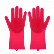 Силиконовые многофункциональные перчатки для мытья и чистки Magic Silicone Gloves Малиновый