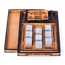 Камни для виски Whiskey stones Original Wood 9шт из стеатита + мешочек